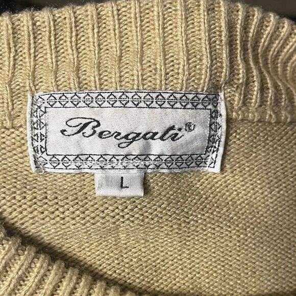 VTG Bergati 3D Knit Textured Sweater L Coogi Style Cosby 90s Abstract Tan Hiphop - Picture 5 of 6